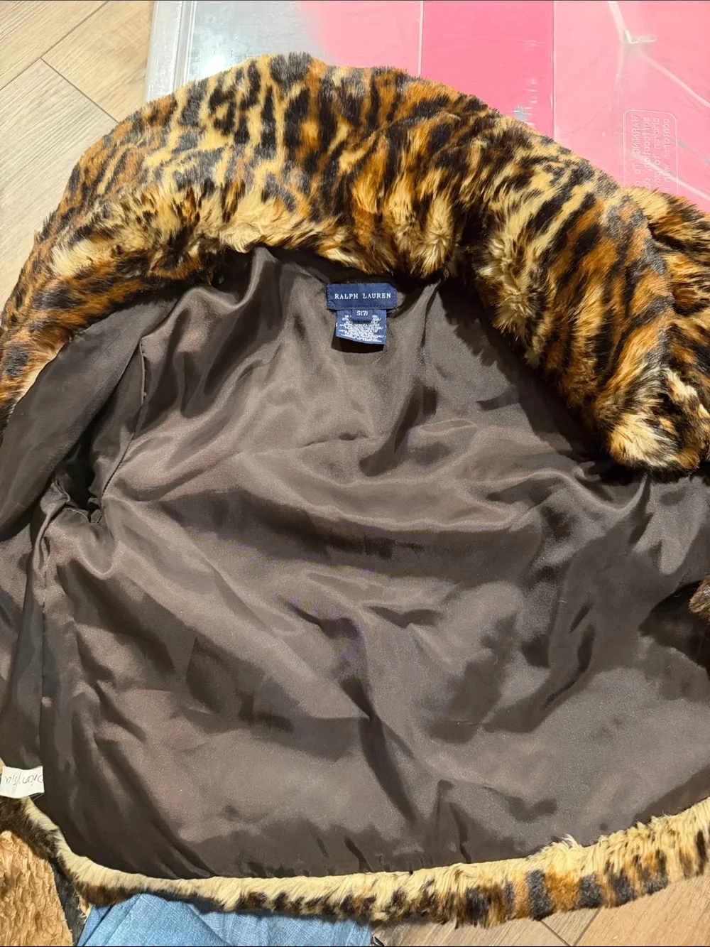 Ralph Lauren Girls Faux Fur Leopard-Print Coat - Brown & Black